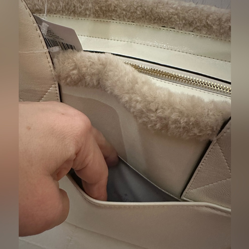 Kate Spade Cream Tote with Sherpa Trim - Picture 6 of 13